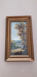 Quadro piccolo paesaggio con donna