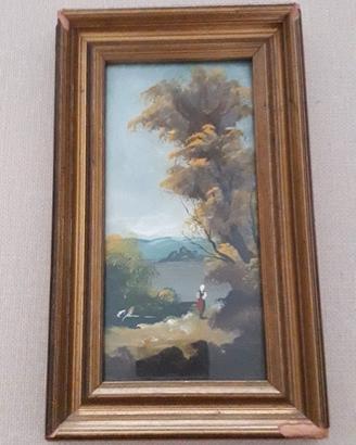 Quadro piccolo paesaggio con donna