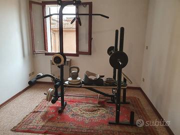 panca multifunzione + Ghisa 103 kg+ bilancieri + k
