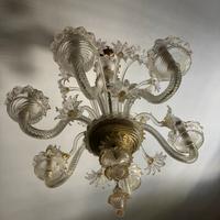 Lampadario vetro di Murano e oro zecchino