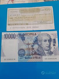 Banvonota da 10.000 lire A.Volta più miniaddegno