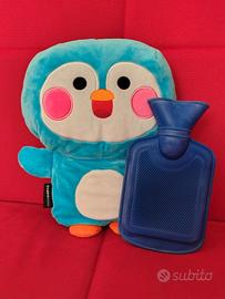 borsa acqua calda per bambini in pinguino azzurro