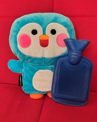 borsa acqua calda per bambini in pinguino azzurro