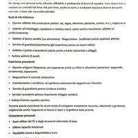 Produzione/Magazziniere/Assistente/Guardiola/Autis