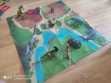 mondo con  dinosauri,puzzle e  tappeto gioco