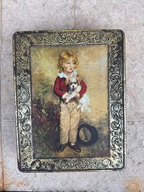 Scatola latta vintage Caramelle bambino con cane