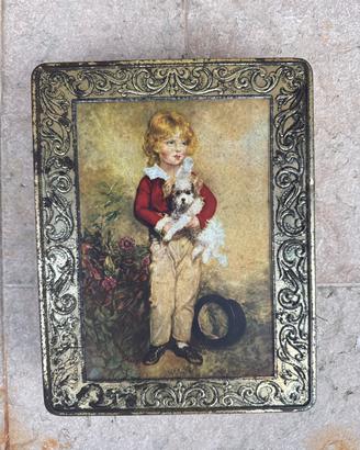 Scatola latta vintage Caramelle bambino con cane