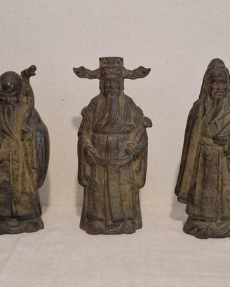 Trittico di Sculture Vintage in Bronzo 