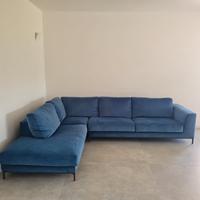 Divano in velluto blu 245x310x100 cm