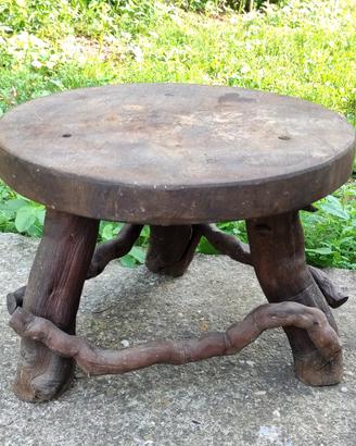Piccolo Antico Tavolino Sgabello Legno Vintage 
