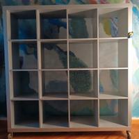 LIBRERIA laccata grigio argento con ruote