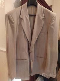 Giacca Uomo Tg 54 - 100% Lana Vergine Beige Chiaro