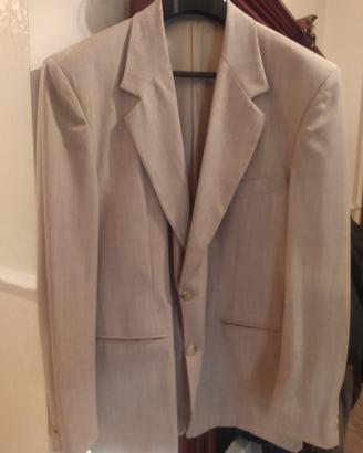 Giacca Uomo Tg 54 - 100% Lana Vergine Beige Chiaro