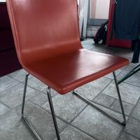 sedia Ikea in pelle arancione/verde/panna