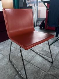 sedia Ikea in pelle arancione/verde/panna