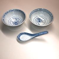 Due ciotole con cucchiaio - porcellana - Cina