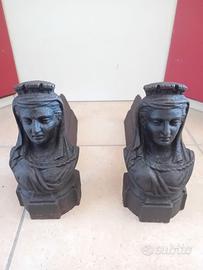 Coppia alari d'epoca. Busto donna marianne.  '900