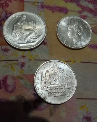 3 Monete argento lire 500 + 500 + 500 fdc
