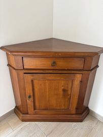 Credenza angolare in legno con cassetto e anta