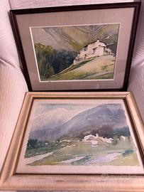 Coppia acquerelli Giuseppe Tempini - paesaggi