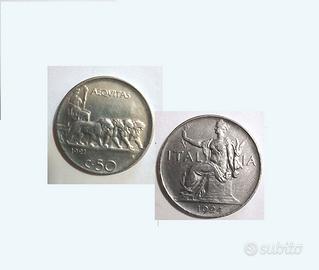 N°2 Monete 50 cent.Leoni del 1921- Buono da 1 Lira