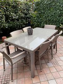 Set tavolo da giardino rettangolare + 6 sedie