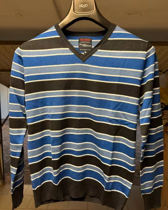 Maglione uomo San Diego a righe blu scollo