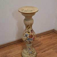 Colonna porta vaso vintage in ceramica decorata –