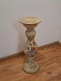 Colonna porta vaso vintage in ceramica decorata –