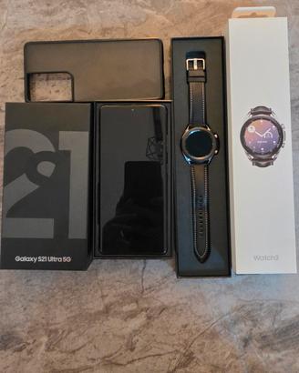 Smartphone Samsung S21 ultra 5G + Galaxy Watch3