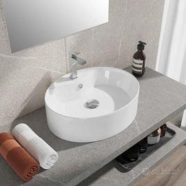 Lavabo a bacinella ovale 51x42 cm bianco con foro