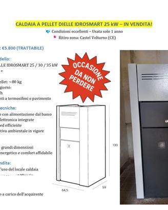 CALDAIA A PELLET DIELLE IDROSMART 25 kW – IN VENDI