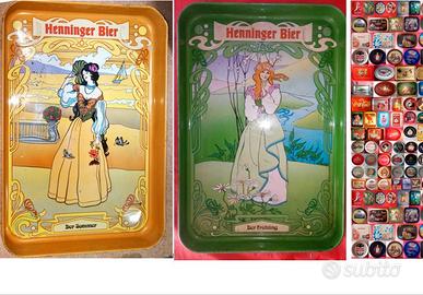 Vassoi latta Henniger bier, Easter e altri vintage