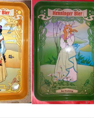 Vassoi latta Henniger bier, Easter e altri vintage