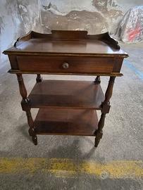 Tavolino / Etagère d'epoca in legno  con cassetto.