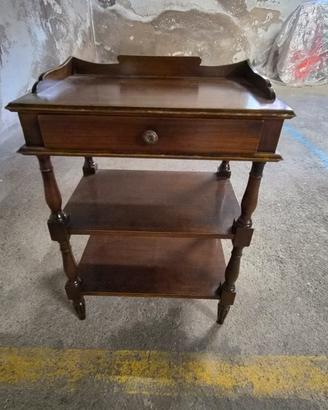 Tavolino / Etagère d'epoca in legno  con cassetto.