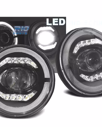 FARI JEEP WRANGLER 96-18 ANGEL EYES FULL LED NERO