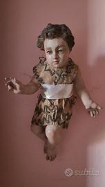 Gesù bambino statuetta intagliata nel legno antica