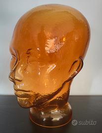 SCULTURA TESTA  VETRO SOFFIATO  ESPOSITORE Vintage