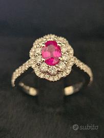 Anello Crivelli in Oro Bianco, Rubino e Diamanti