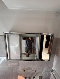 Specchiera bagno vintage anni 70 acciaio cromato