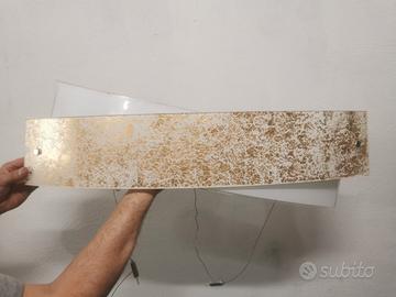 Lampadario vetro Murano bianco-oro