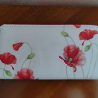 Portafoglio donna bianco con stampa papaveri,nuovo