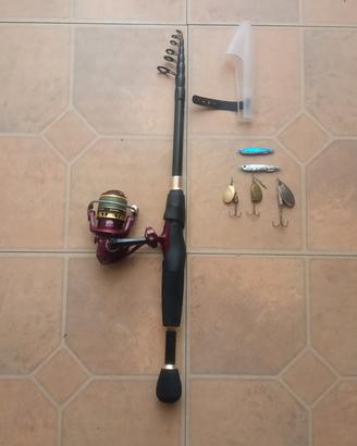 Canna da pesca Carbonio Spinning Trota Mare Lago