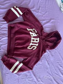 Felpa bordeaux con scritta Paris