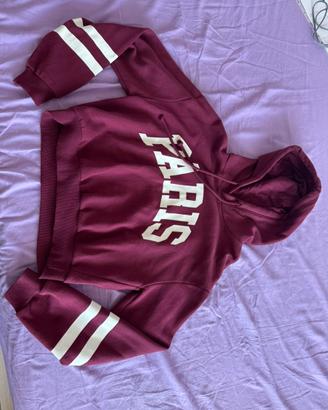 Felpa bordeaux con scritta Paris