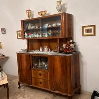 Credenza vetrina d'epoca anni '40/'50 legno e marm