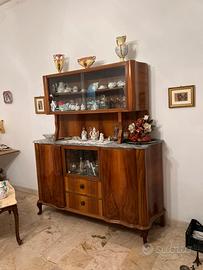 Credenza vetrina d'epoca anni '40/'50 legno e marm
