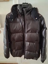 Piumino Moncler in pelle marrone scuro tg.5
