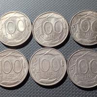 n. 10 Monete R.I. da Lire 100 "Ulivo" 1993/1994